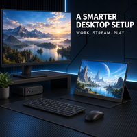 Moniteur portable tactile 16 pouces pour ordinateur portable, IPS FHD Plus 178°, 14 mm, étui en cuir, double USB-C HDMI, idéal pour le travail et les affaires, vente en gros