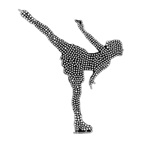 Motif de strass thermocollants pour patinage artistique, design silhouette de patineur en spirale, pour robes de patinage, vêtements et projets DIY