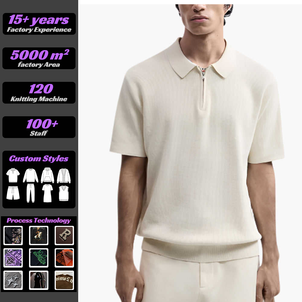 VSCOO 2026 Custom Old Money Male Top Clothing Business Solid Short Sleeve Polo Knit Shirt Mens Polo Sweater Pullover Men Sweater