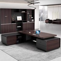 Bureau de direction LBZ-161X, bureau de luxe haut de gamme, simple et moderne, bureau de président, bureau de directeur général, bureau en forme de L avec armoire latérale