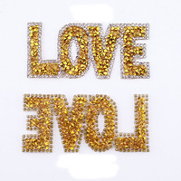 Patch autocollant en strass LOVE, lettres thermocollantes en cristal pour vêtements, chaussures, sacs, décoration DIY