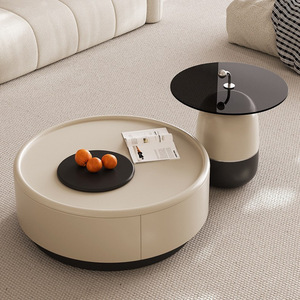 Mesa de Centro Moderna Minimalista con Tapa de Madera Maciza Estilo Crema para Sala de Estar, Hogar, Apartamento Pequeño, Muebles de Diseño Nuevo 2025 - Product Image 1
