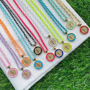 Médaille miraculeuse en émail de forme ronde, Vierge Marie, pendentif catholique sacré, charme, bijoux artisanaux pour accessoires de collier, fournitures M53 - Product Image 6