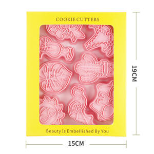 8 pièces/boîte Tropical Beach Cookie Cutter Set de 8 pièces Embosser Timbres Flamingo Lunettes de soleil <span class=keywords><strong>Cactus</strong></span> Coconut Tree Beach - Product Image 4