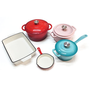 Juego de Utensilios de Cocina Minimalistas de Hierro Fundido Esmaltado Resistentes al Calor para Guisar, Freír y Cocinar a Fuego Lento - Product Image 3