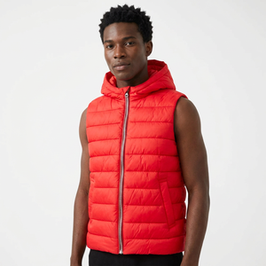 Chaleco Acolchado de Algodón con Capucha y Cremallera para Hombre, Estilo Urbano Transpirable 2024, Sin Mangas, Ropa de Invierno de Nailon/Poliéster - Product Image 1