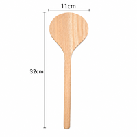 Spatule en bois à long manche 32 cm, spatule de cuisine pour frire et cuire au four, ustensile de cuisine réutilisable en bambou naturel