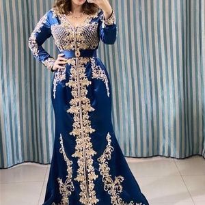 Magnifique Caftan pour mariage et fête, tenue élégante avec des perles en verre de cristal incrustées en pierre, travail = 2021, nouveauté - Product Image 1
