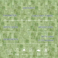 Tissu tricoté élastique composite coton-polyester 230g, impression à rouleau 185cm, 78,7% coton 21,3% polyester pour T-shirt décontracté