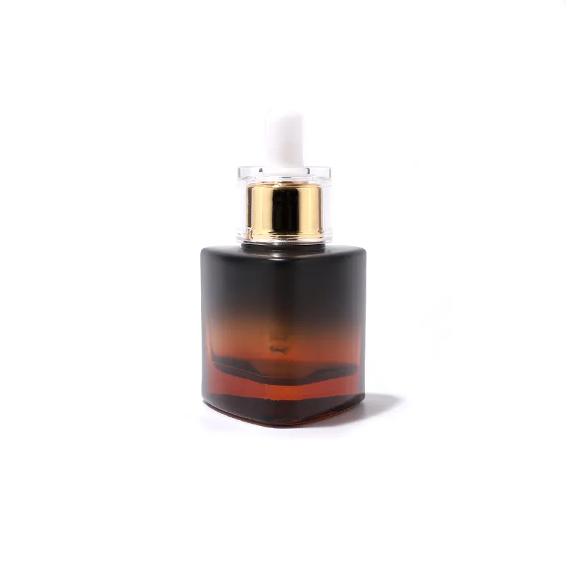 Hot Sale Lotion Skincare Essential Oil Glass Bottle Triangular Thick Bottom Amber Serum Glass Dropper Bottle