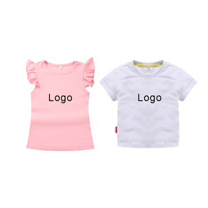 T-shirt personnalisé 100 % coton peigné pour bébé fille, blanc, manches bouffantes roses, t-shirts vierges pour filles, chemises pour bébés - Product Image 3