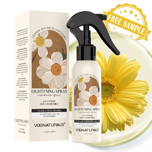Éclaircissant rafraîchissant aux agrumes et à la <span class=keywords><strong>camomille</strong></span> pour <span class=keywords><strong>cheveux</strong></span> bruns pour <span class=keywords><strong>cheveux</strong></span> foncés <span class=keywords><strong>Spray</strong></span> de traitement capillaire personnalisable OEM et ODM - Product Image 1