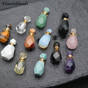 Collar difusor de Aroma facetado de piedras preciosas naturales con <span class=keywords><strong>Mini</strong></span> botella de Perfume Cadena de eslabones colgantes de piedra para aniversario - Product Image 6