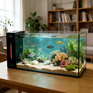 <span class=keywords><strong>Aquarium</strong></span> rectangulaire de bureau Relaxlines en verre blanc 8 mm avec filtre latéral, <span class=keywords><strong>aquarium</strong></span> éco-paysager pour la maison - Product Image 1