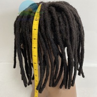 100 fait à la main mâle cheveux dreadlock naturel perruque indien noir hommes mâle postiche hommes toupet blanchi noeuds pleine dentelle dreadlock