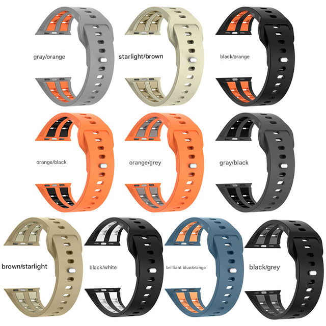 Upro Smart Watch Strap Sports Silicone Sport Loop Dual Color Breathable Strap For apple Watch S10 42 44 45 46 49 MM