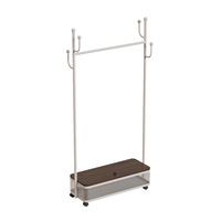 Porte-manteau sur pied mobile avancé avec panier à linge sale, pour vestiaire, chambre et hall d'entrée