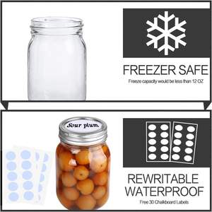 Bocaux en verre Mason personnalisés pour le stockage alimentaire, 16 oz, vente chaude, bocaux en verre personnalisés de 150 ml, 300 ml, 500 ml, 1000 ml avec couvercles - Product Image 3