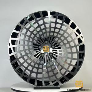Jantes en alliage forgé Pangu à design maillé, 20, 22, 24, 26 pouces, finition argent brossé avec inserts noirs pour SUV de luxe, jantes de rechange - Product Image 1