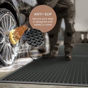 Tapis de sol en caoutchouc commercial antidérapant et anti-fatigue pour la protection des sols intérieurs et extérieurs des restaurants et cuisines, avec conception de drainage sécurisée - Product Image 5
