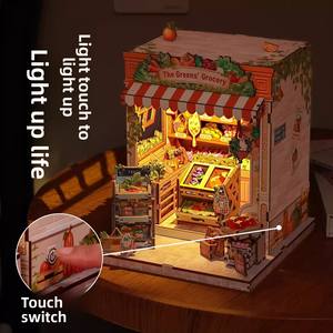 Nuevo Producto: Pequeña Tienda Verde para Parejas, Creativo Juguete de Madera 3D Estereoscópico Hecho a Mano, Modelo de Soporte para Libros para Armar - Product Image 5