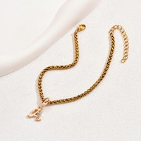 Bracelet à breloques 26 lettres en zircon, style luxe léger, plaqué or 18 carats, bijoux en acier inoxydable haut de gamme pour femme