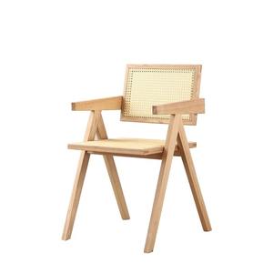Modern Nordic Solid Wood Rattan Backrest Restaurant <b>Dining</b> <b>Chair</b> Lightweight Durable K-shaped Design Commercial Outdoor Villa - Product Image 4