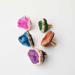 Atacado Golden Side Ágata Porta Handle <span class=keywords><strong>Cabinet</strong></span> botão Guarda-roupa alças e botões Gaveta puxa - Product Image 3