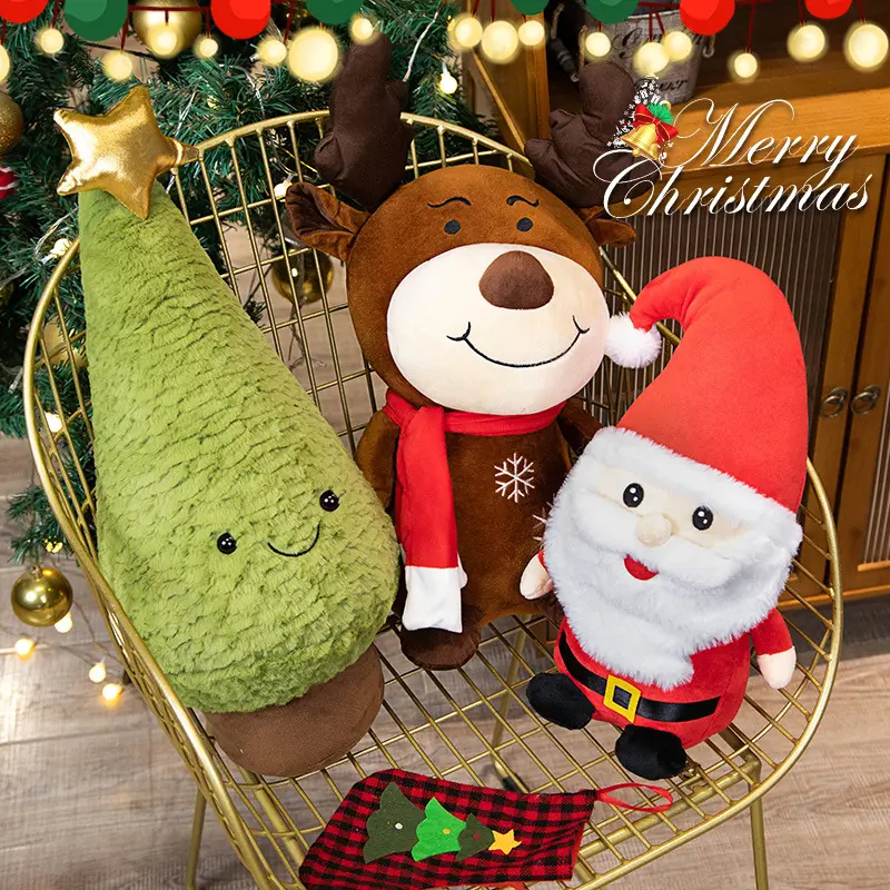 2023 Christmas Plush Santa Claus Elf Doll Stuffed Christmas Tree for Kids Merry Christmas Xmas Decoration 2024 New Year Gift