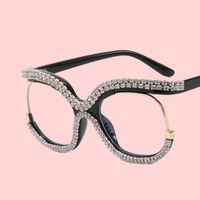 Monture de lunettes ronde incrustée de diamants de qualité supérieure, lunettes anti-lumière bleue élégantes et luxueuses pour femmes, pour le soin des yeux