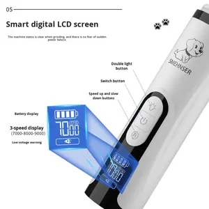 Penggiling Kuku Hewan Peliharaan Otomatis Daya Tinggi LED Lampu Ganda Pengisian Listrik Clipper Perawatan Kucing Anjing M5 ABS - Product Image 3