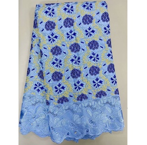 Tela de encaje de algodón africano de alta calidad con diamantes de imitación, venta al por mayor, encaje de gasa suizo para mujeres, vestidos de novia, costura - Product Image 6