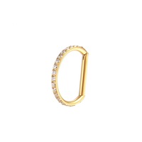Cincin Hidung Bentuk D Berlapis Zirkonia Baja Tahan Karat 8mm Perhiasan Tindik Geometris Unisex Trendi