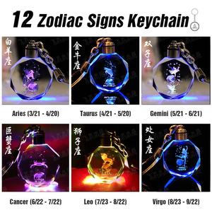 Llavero <span class=keywords><strong>de</strong></span> <span class=keywords><strong>Cristal</strong></span> con Luz LED <span class=keywords><strong>de</strong></span> las 12 Constelaciones, Llavero con Signos del Zodiaco, Regalo <span class=keywords><strong>de</strong></span> Horóscopo - Product Image 2
