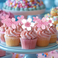 Kertas Beras Ketan yang Dapat Dimakan Motif Bunga Sakura 5 Lembar Dekorasi Kue yang Dapat Dicetak untuk Kue Digital