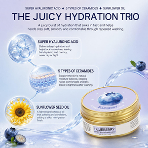 Crème pour les mains HKH à l'odeur de myrtille douce, légère, fraîche, fruitée, nourrissante, non grasse, hydratante pour les mains sèches - Product Image 4