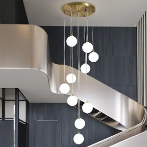 Nordic minimalist Dtaircase chandelier restaurant lamp villa duplex building rotating long chandelier