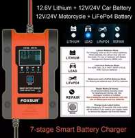 Chargeur de batterie au plomb-acide et au lithium-fer 12V 24V 6A pour moto et voiture, prise EU US UK