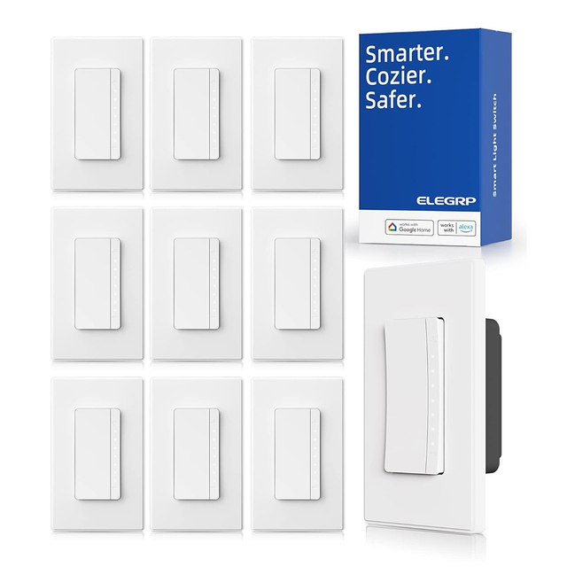 ELEGRP Single Pole Smart Dimmer Light Switch,  2.4GHZ Wi-Fi Dimmer Wall Switch Compatible with Alexa and Google Assistant