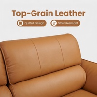 Canapé trois places en cuir véritable, minimaliste, durable, écologique, avec pieds en acier inoxydable, rembourrage en éponge, sectionnel, moderne, pour hôtel et villa