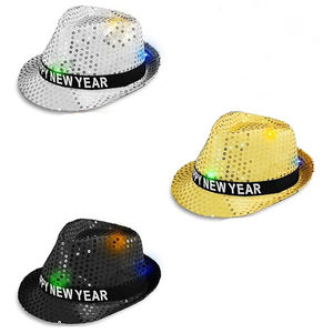 Best Field <strong>happy</strong> <strong>new</strong> <strong>year</strong> flashing party <strong>hat</strong> decoration 58cm adults 9pcs led flashing sequins event & party - Product Image 1