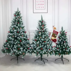 Commercio all'ingrosso verde di lusso appeso PE albero verde a più altezza artificiale alberi di natale con le palle di natale decorazione