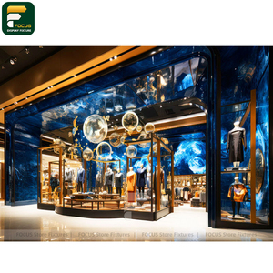 ตู้โชว์เสื้อผ้าบูติกพรีเมียมแบบกำหนดเอง ชั้นวางติดผนัง เคาน์เตอร์ต้อนรับ - Product Image 6