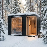 Desain Modern Sauna Kayu Kering Indoor-Outdoor dengan Shower dan Pemanas Inframerah, Sauna Luar Ruangan yang Indah