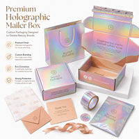 Boîtes d'expédition en carton ondulé personnalisées avec logo, arc-en-ciel rose irisé holographique, emballage en papier pour lunettes de soleil