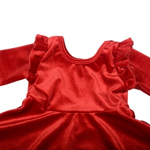 Chemisier/Blouse en coton imprimé écologique pour filles, avec volants tourbillonnants et nœud décoratif, longueur genou, coupe trapèze, pour tout-petits - Vente en gros - Product Image 3