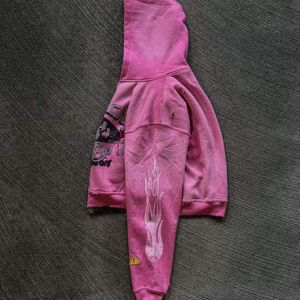 Oem Custom Embroidered Printing Pattern High Quality Vintage Acid Wash Distressed <b>Skeleton</b> Zip Fleece Winter <b>Hoodie</b> Organic - Product Image 5