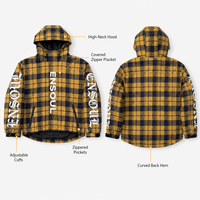 Veste à capuche zippée sur mesure en flanelle épaisse à carreaux écossais pour homme, avec patte de boutonnage recouverte, chemise d'extérieur imprimée, fabricant OEM/ODM