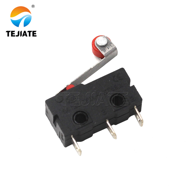 KW12 Miniature 16mm Roller Arm Limit Switch with Straight Handle Pulley 3-Pin Roller for Various Applications