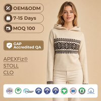 Pull à capuche personnalisé pour femme, motif Fair Isle, en laine et viscose, tricot jacquard, manches longues, style preppy, automne